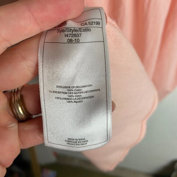 Roxy Size Medium Tie Tank Top Light Pink Black Embroidered Flowy Cotton Beach - Picture 5 of 6